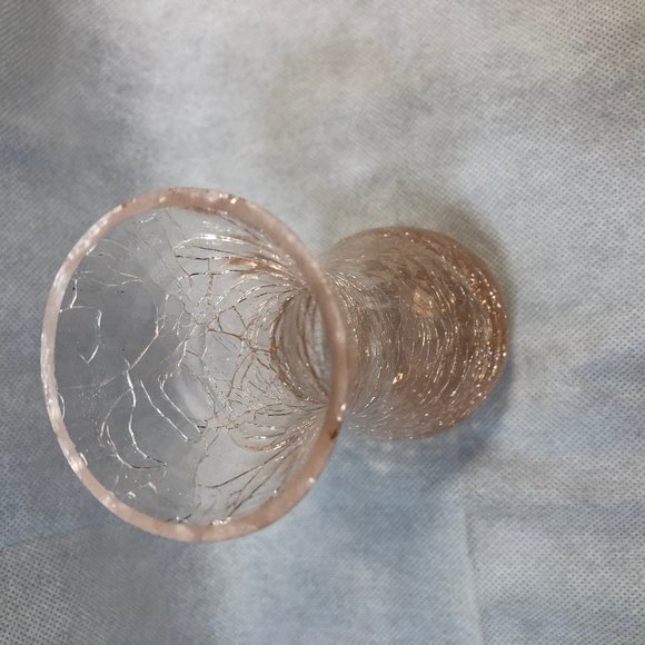 Vintage Pink Crackle Glass Bud Vase - Picture 2 of 8